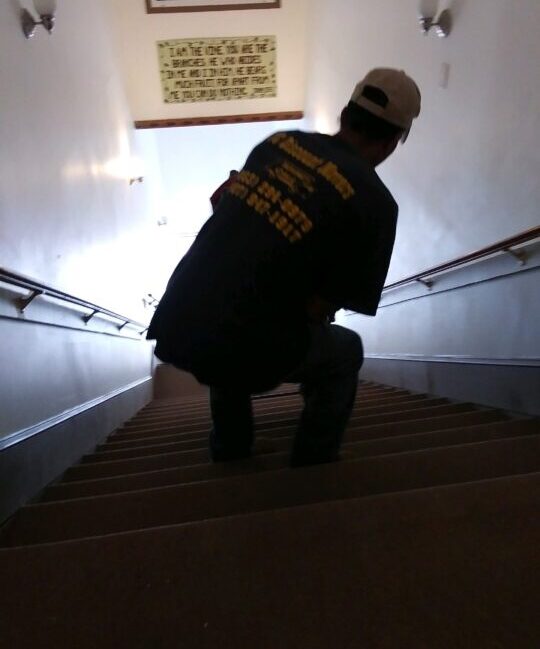 Taking items down the stairs
